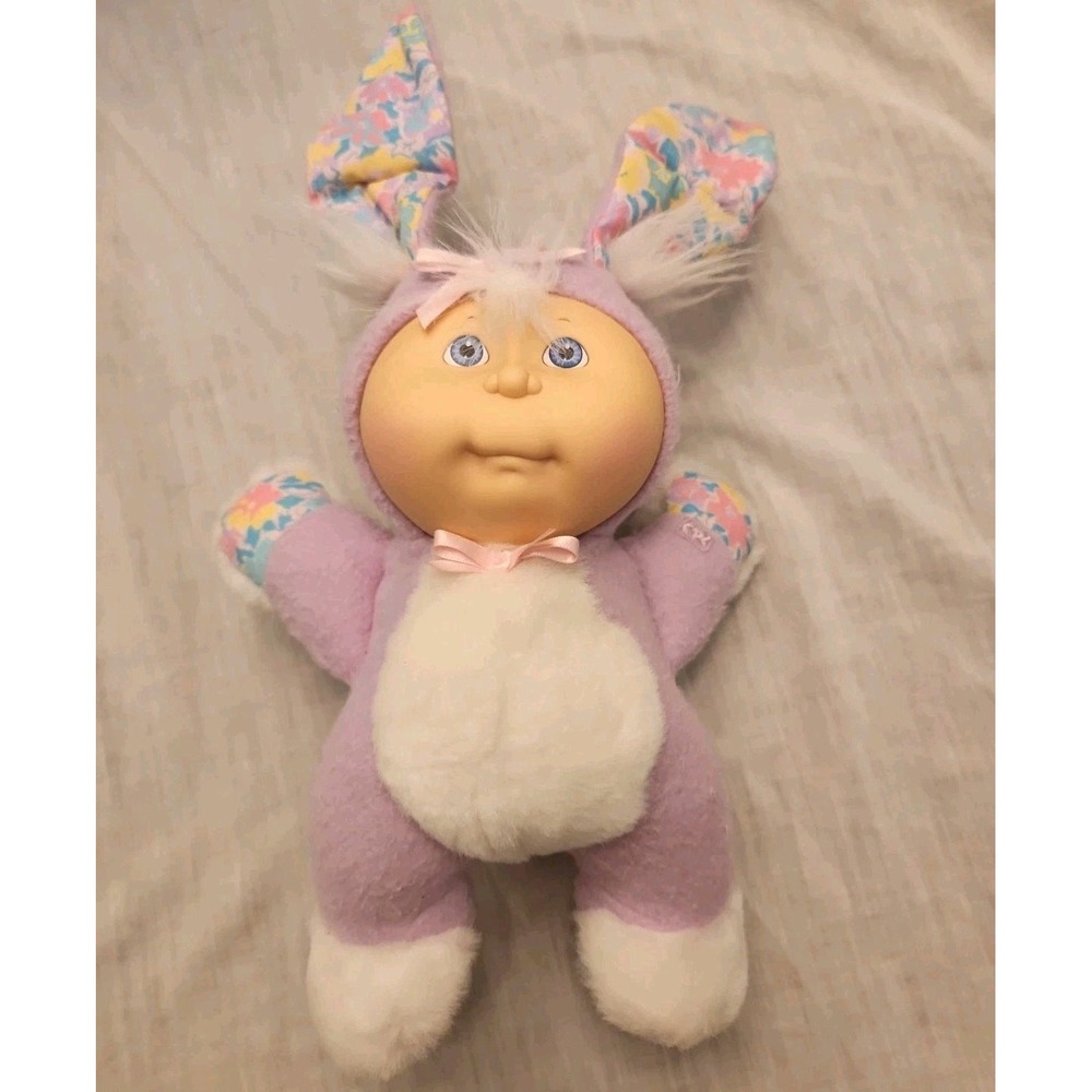 EUC Vtg 1993 Cabbage Patch Kids Blue Eyes Lavender Baby Bunny Doll 31990 Floral